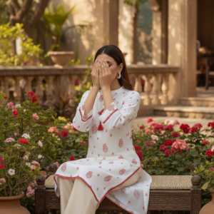 White Printed Lawn Shirt PS6105
